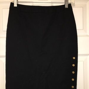 Black pencil skirt with gold buttons✨
